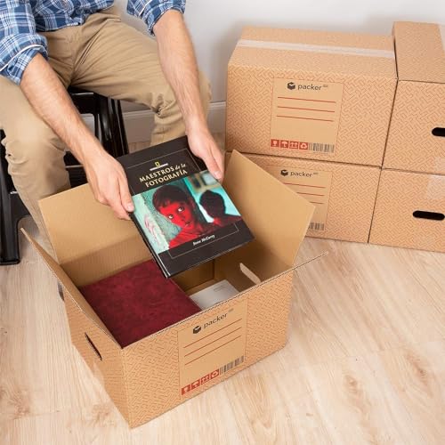 Detalle de packer PRO Pack 10 Cajas Cartón para Mudanzas y Almacenaje con Asas 430x300x250mm