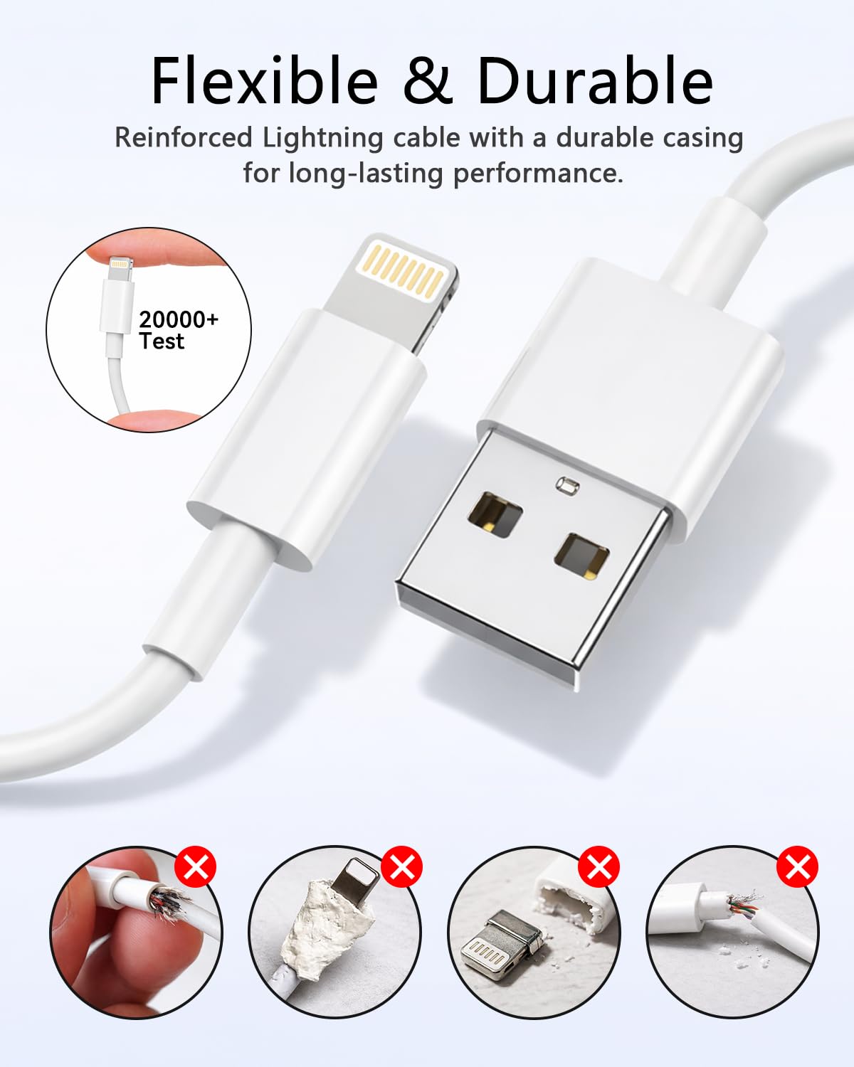 Detalle de Câble iPhone Lightning 1M 2Pack MFi