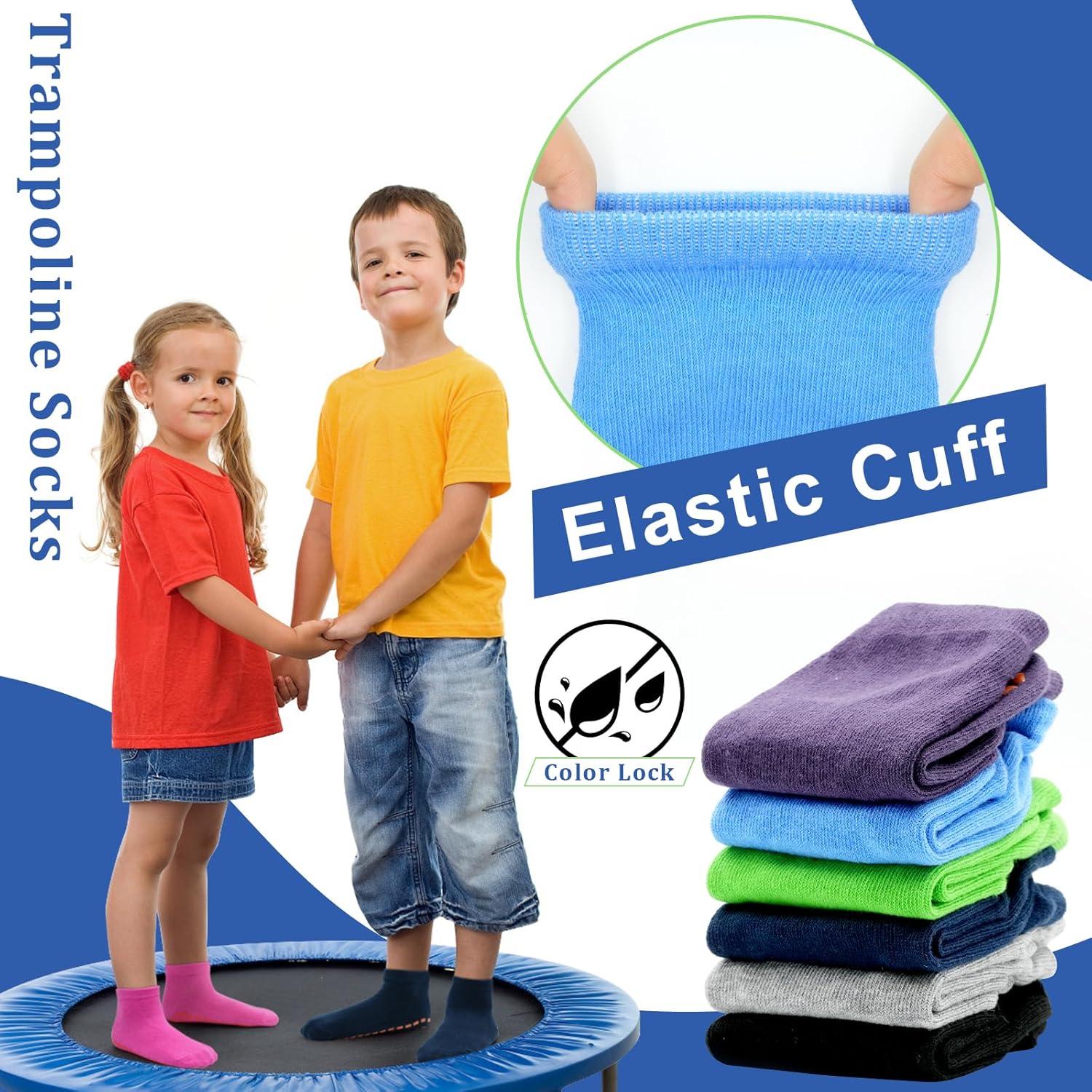Thumbnail 2 de ARERWA Antirutschsocken Kinder Trampolin Socken – 6 Paar Rutschsocken für Kinder 2–13 Jahre
