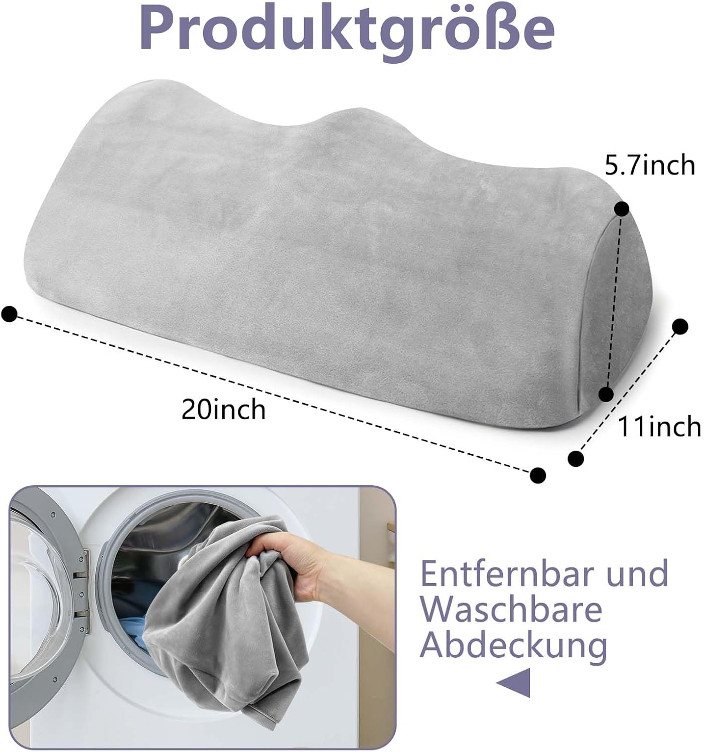 Thumbnail 2 de SeiriHelper Ergonomie-Kniekissen für Schlafen (Memory-Schaum, Hellgrau) 50 × 30 × 14,5 cm