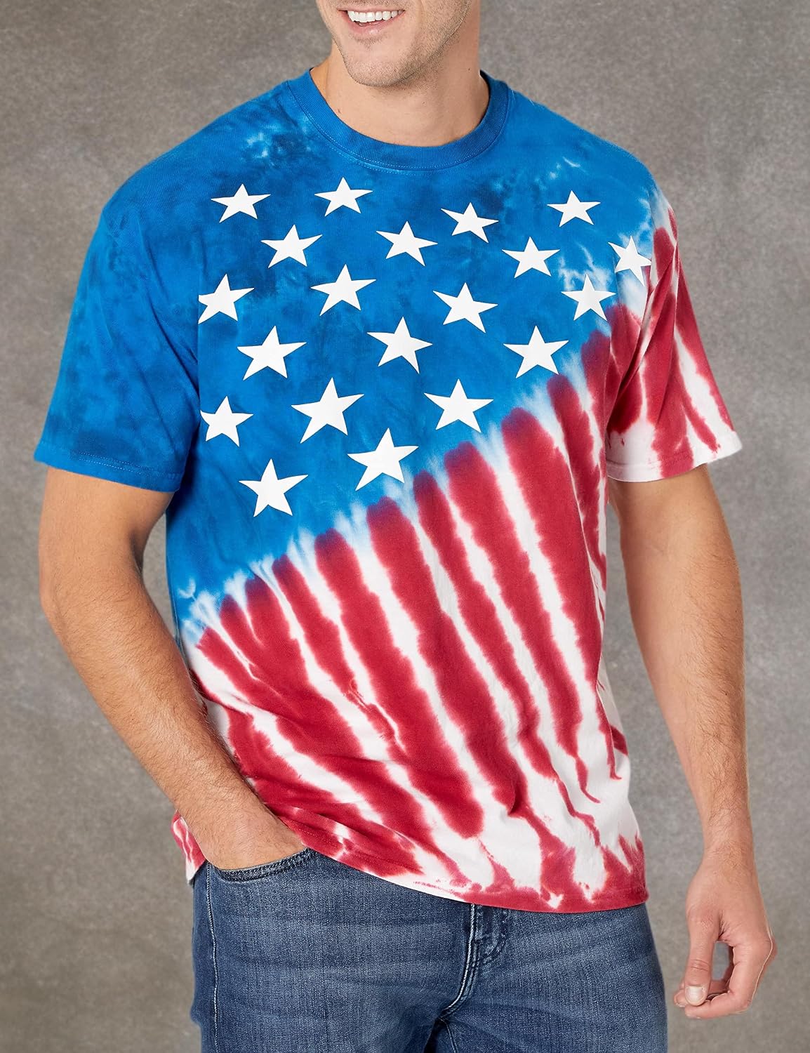 Detalle de Liquid Blue Men's Plus-Size Stars and Stripes T-Shirt