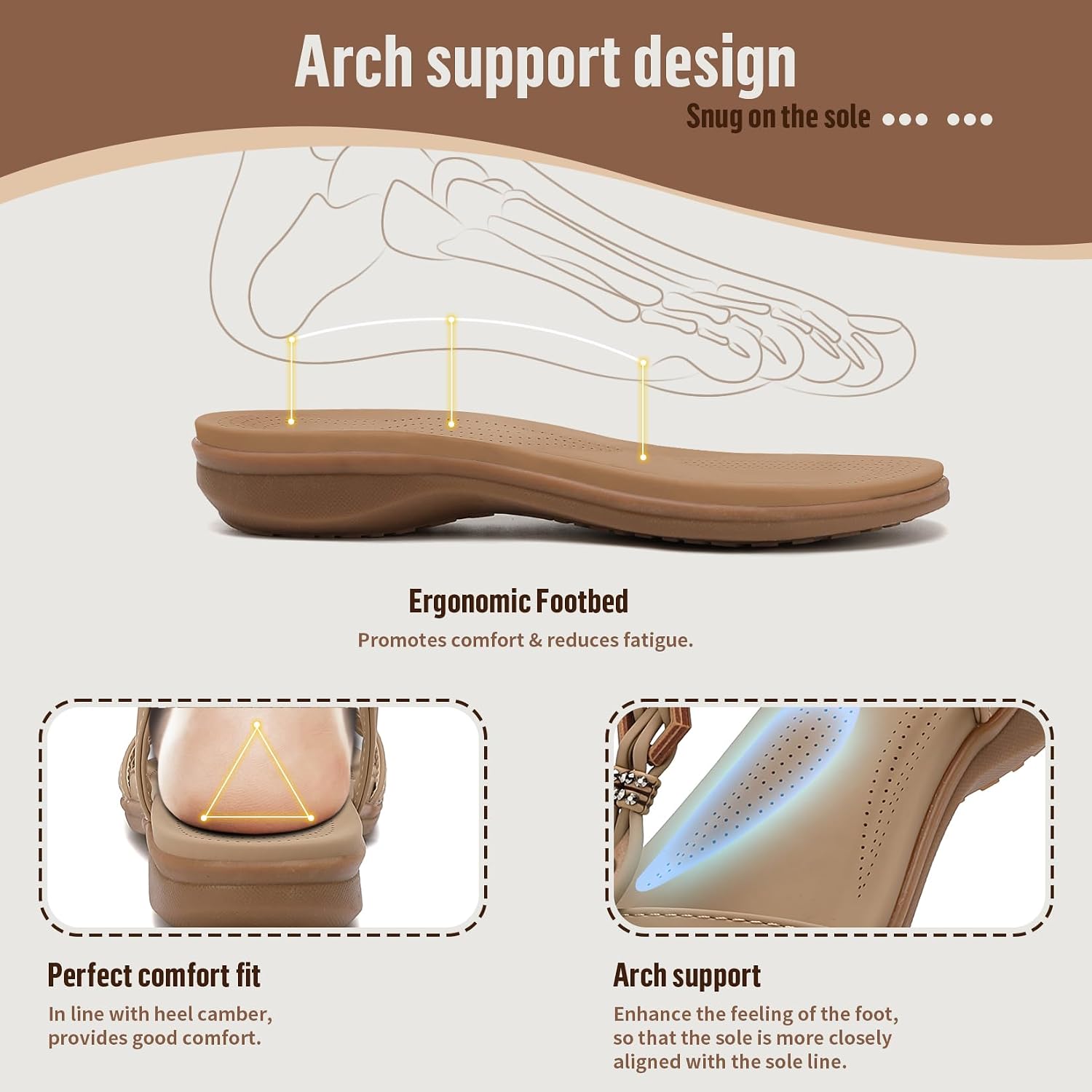 Thumbnail 3 de Sandalen Damen Sommer Flache Sandaletten Elegant – Slip-On mit Strass und Mikrofaser-Fußbett