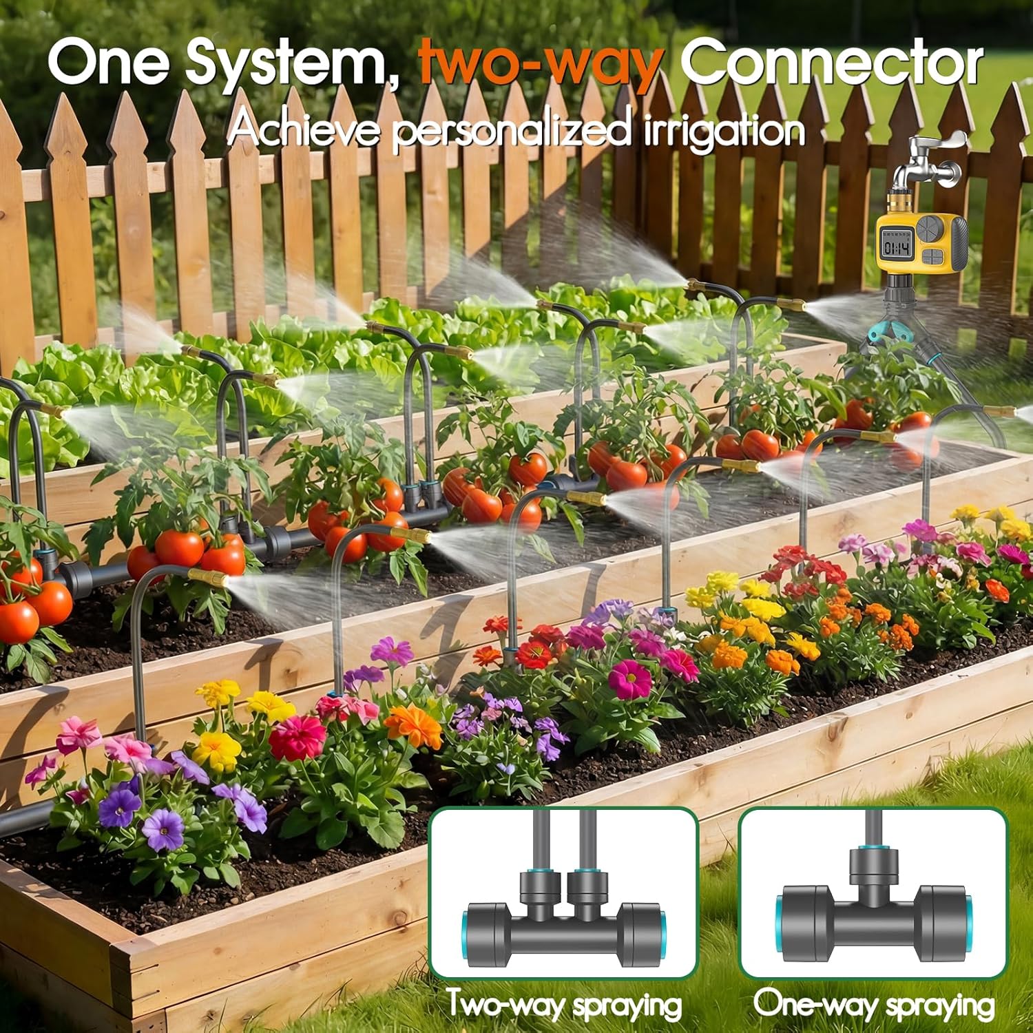 Thumbnail 1 de CyberOrd Drip Irrigation System Kit with built-in hose timer, 98ft tubing and 20 adjustable 360° nozzles