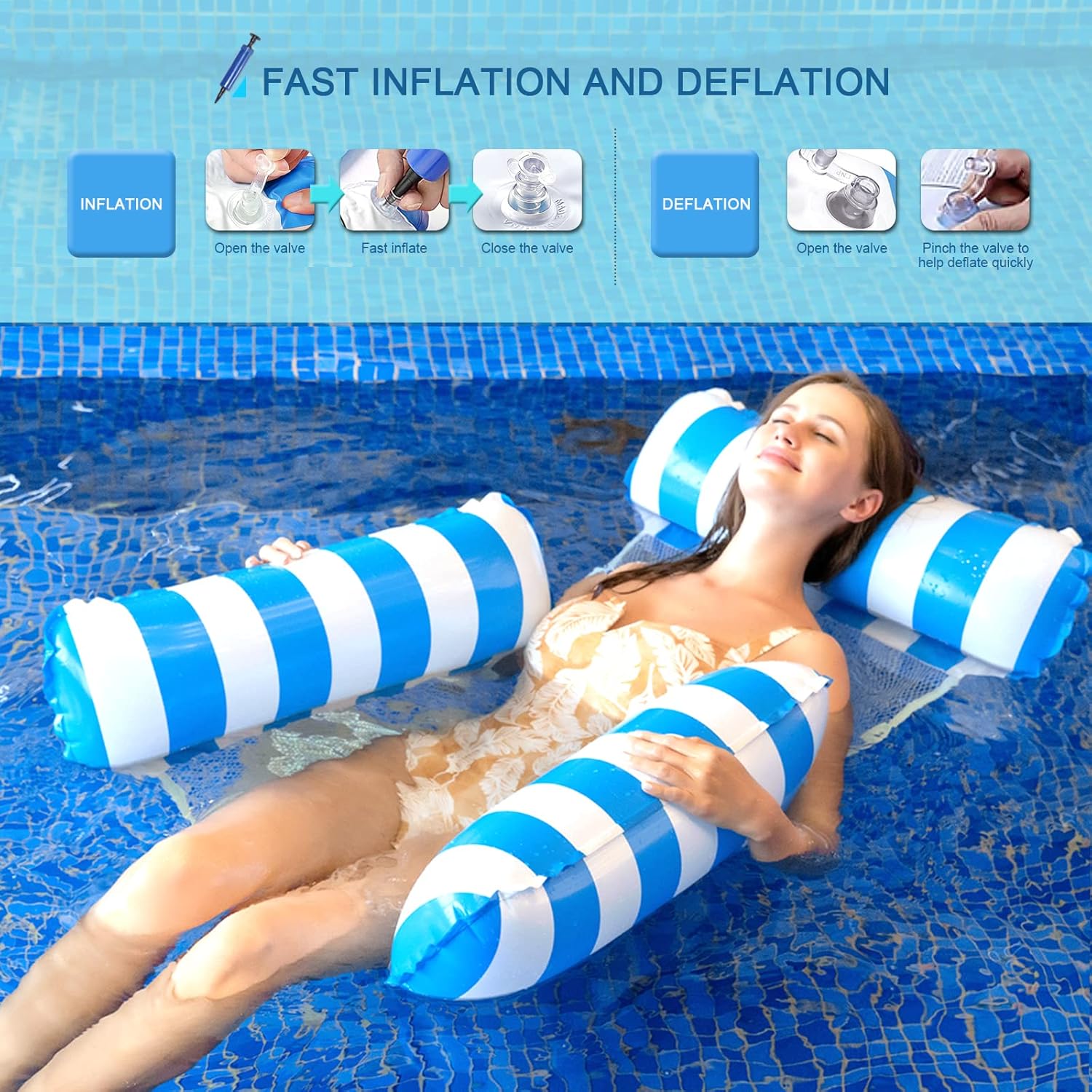 Thumbnail 3 de Inflatable Pool Float Lounger – Water Hammock Floating Chair for Adults