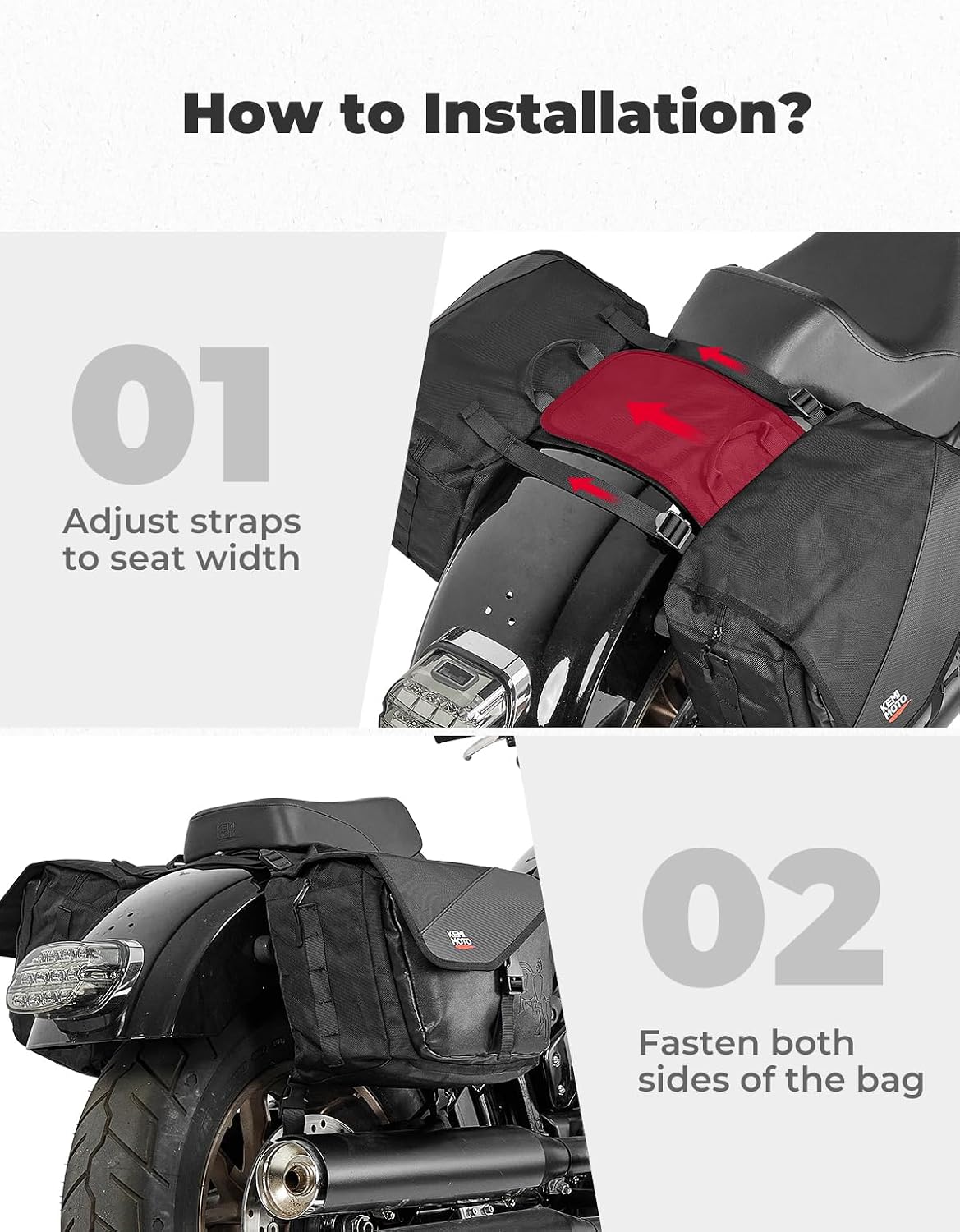 Detalle de KEMIMOTO 40L Detachable Side Saddle Bags for Motorcycles