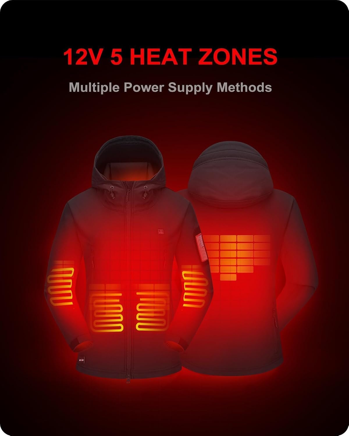 Detalle 2 de DEWBU DB-0125 Women's Heated Jacket, 5 Zones, 3 Heat Settings, 12V Battery
