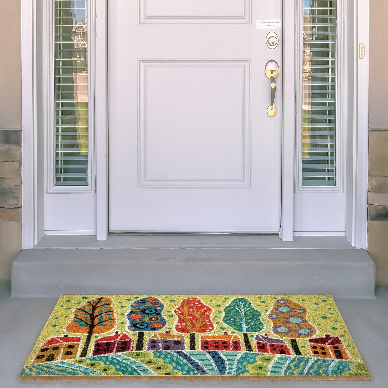 Thumbnail 1 de Baroni Home Zerbino da esterno in cocco con base PVC antiscivolo, dipinto a mano Paesaggio 4 (70x40x2 cm)