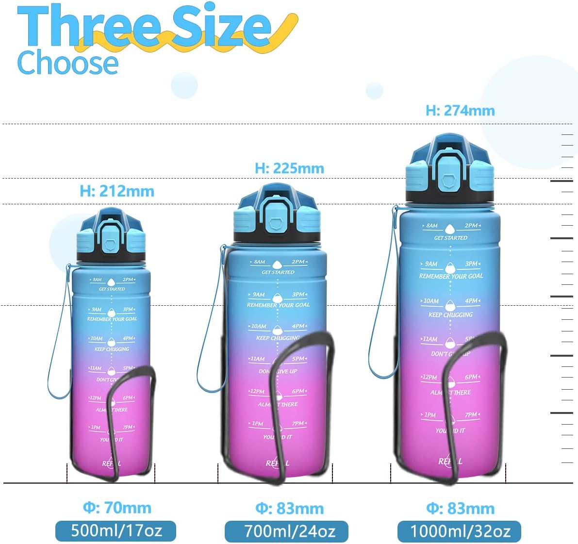 Thumbnail 1 de Coolfel Sport Trinkflasche 500–2000 ml: BPA-frei, Tritan, mit Zeitmarkierung und Auslaufsicherheit
