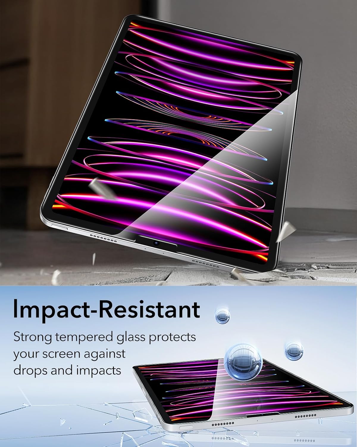 Detalle de ESR 2-Pack Tempered Glass Screen Protector for iPad Pro 12.9-inch (2022/2021/2020/2018)