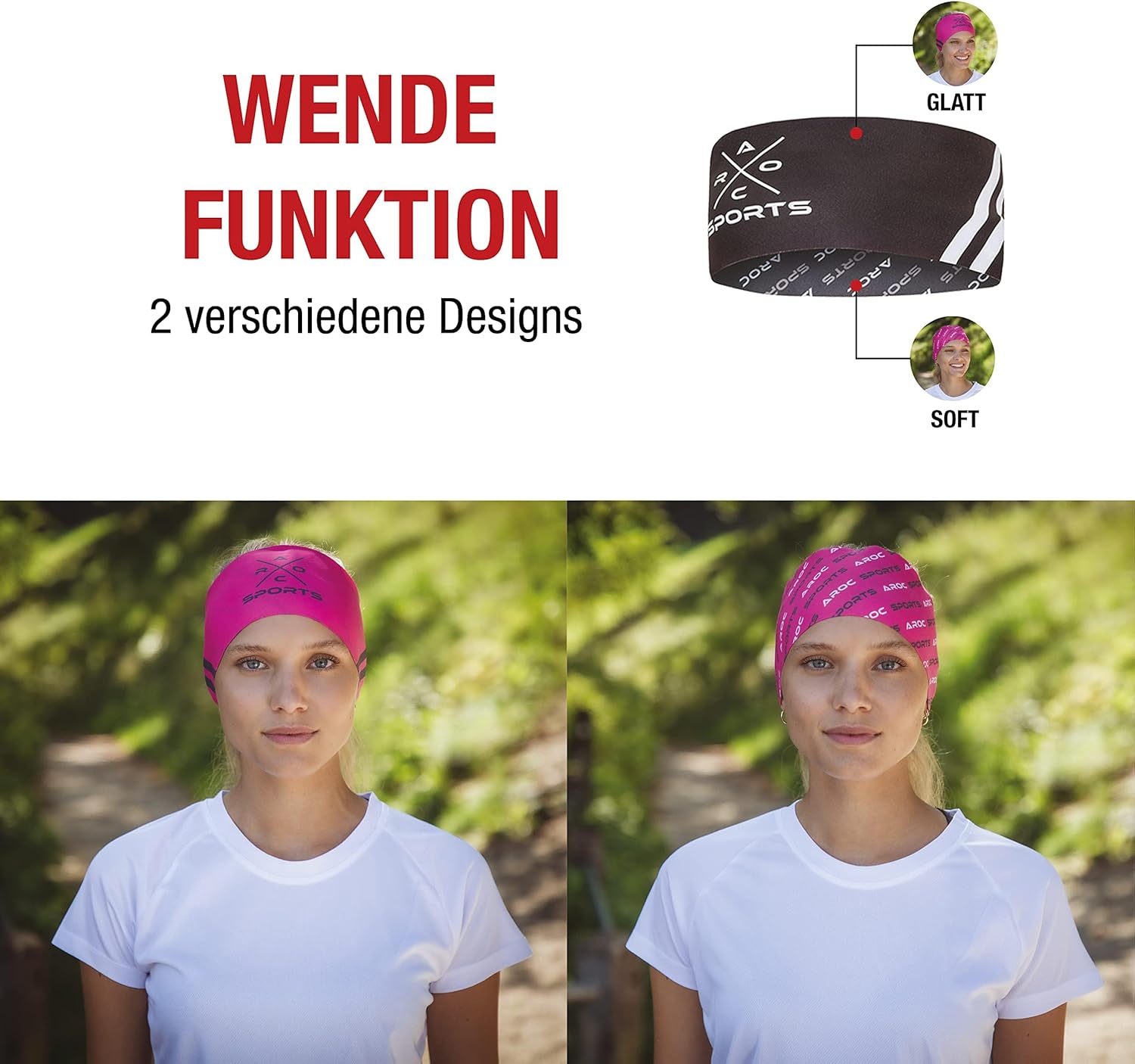 Thumbnail 6 de Atmungsaktives Sport Stirnband (Damen & Herren) mit AROC-DRY & Elasthan – winddichtes Schweißband zum Wenden