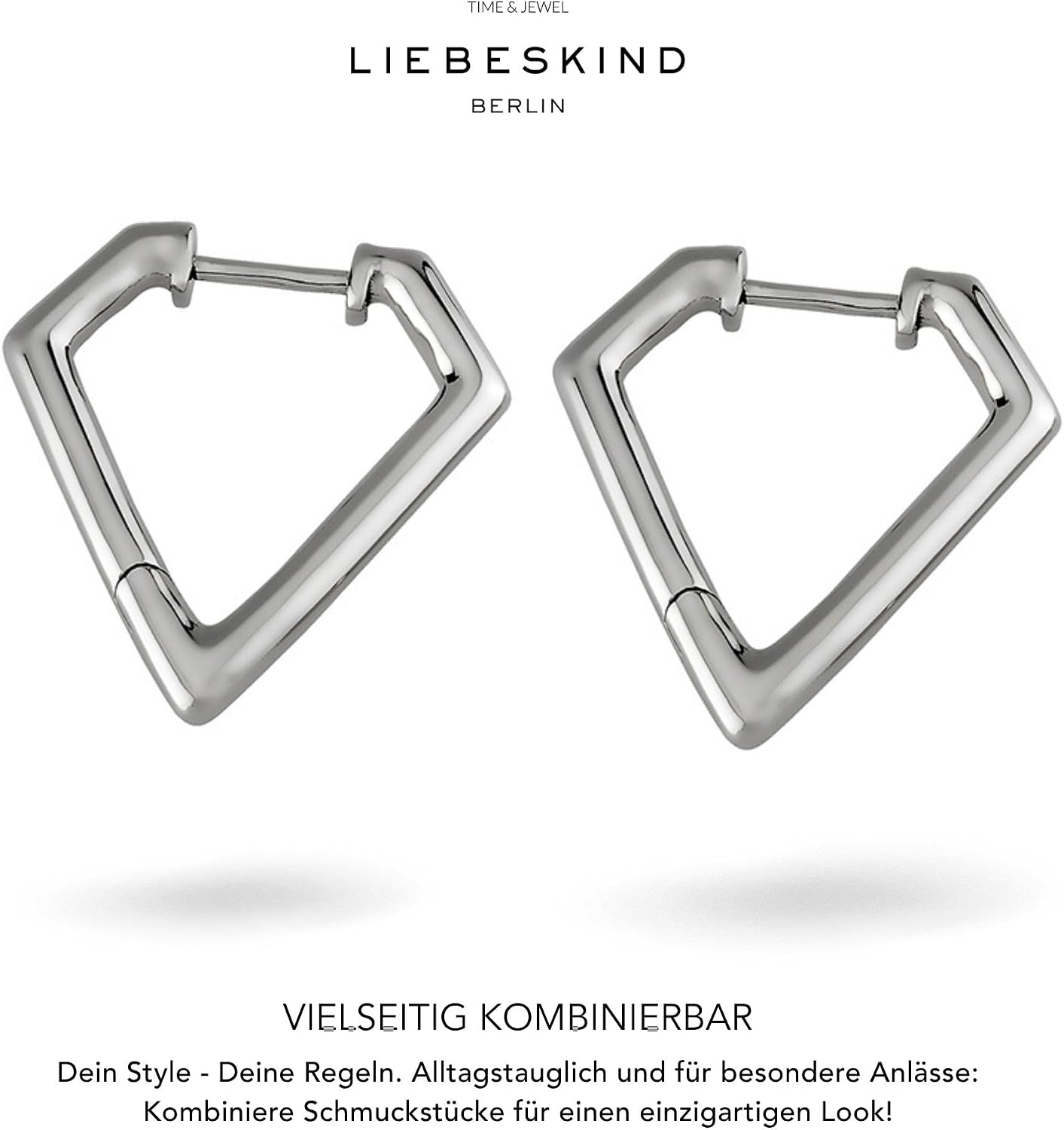 Detalle de LIEBESKIND BERLIN Damen Ohrringe – Geometrisch & Dreieckig aus Edelstahl, Klapp-Ceole