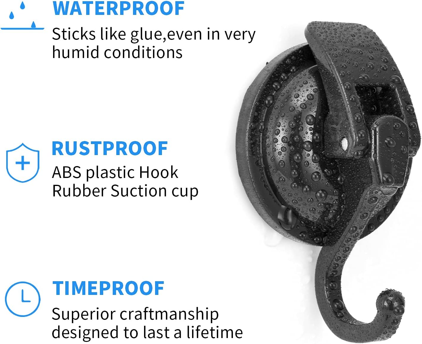Thumbnail 4 de Khdrvok Khdrvok001 Vacuum Suction Hooks, 2-Pack, Black ABS and TPU