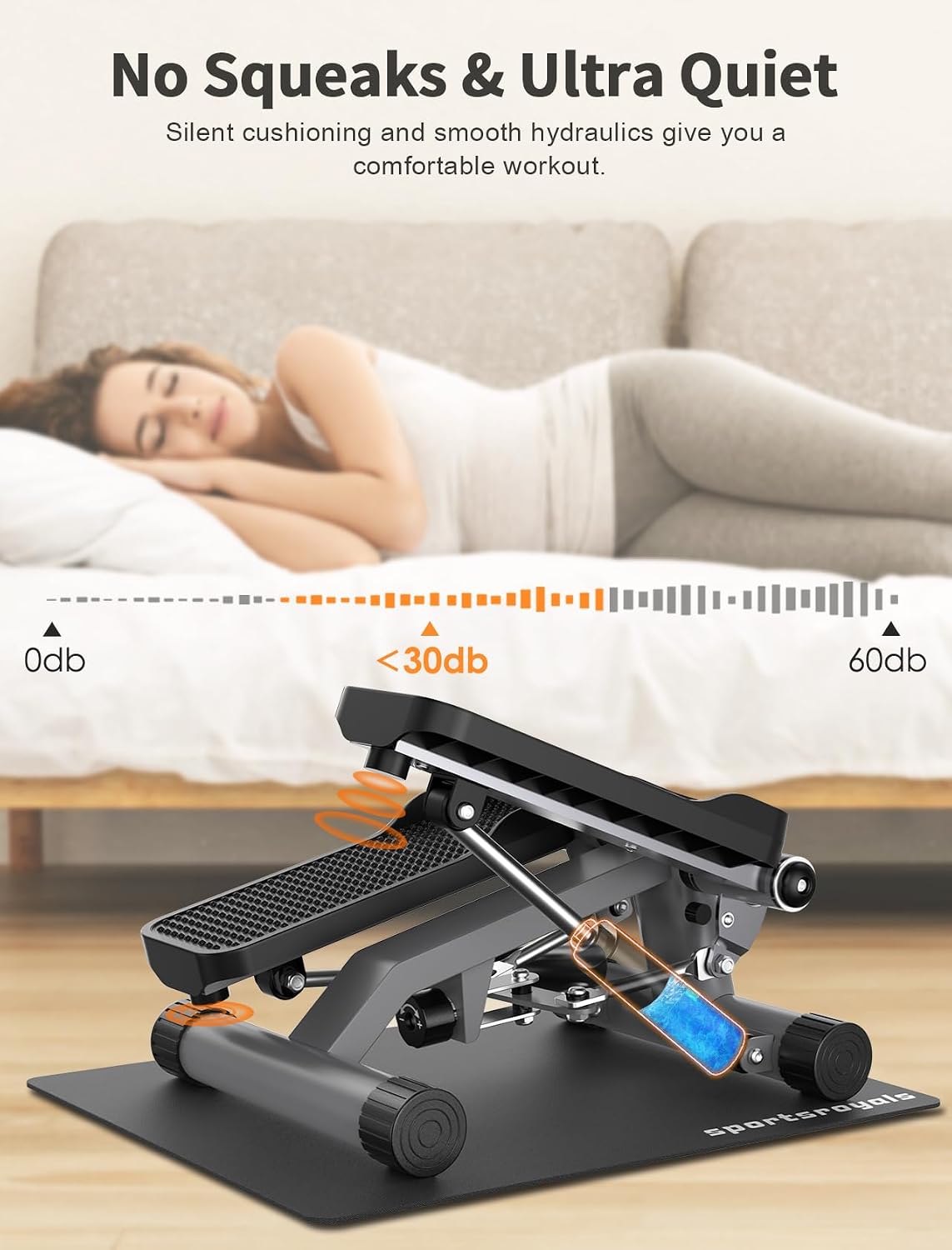 Detalle de Sportsroyals Exercise Stair Stepper zu Hause – Testsieger mit Up-Down Swing und Power Ropes