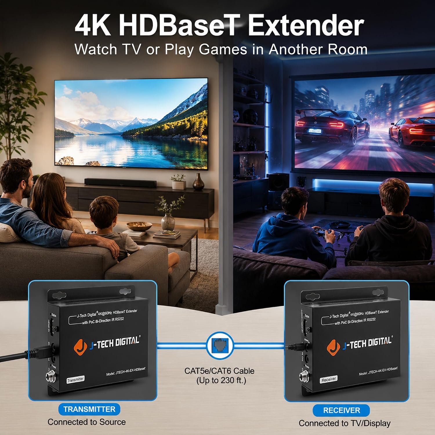 Thumbnail 6 de J-Tech Digital 4K HDBaseT HDMI Extender Over Cat5e/6 Cable
