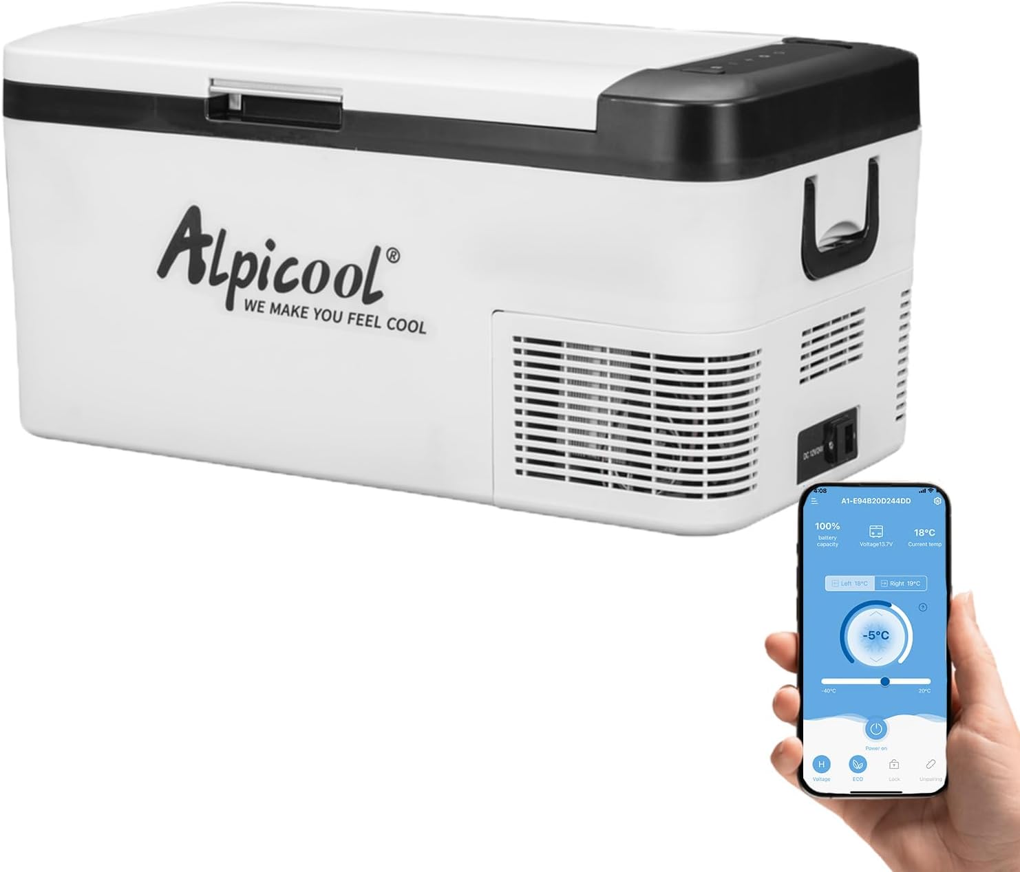 Detalle de Alpicool K18 – lodówka kompresorowa 18 l, 12/24 V, od -20℃ do 20℃