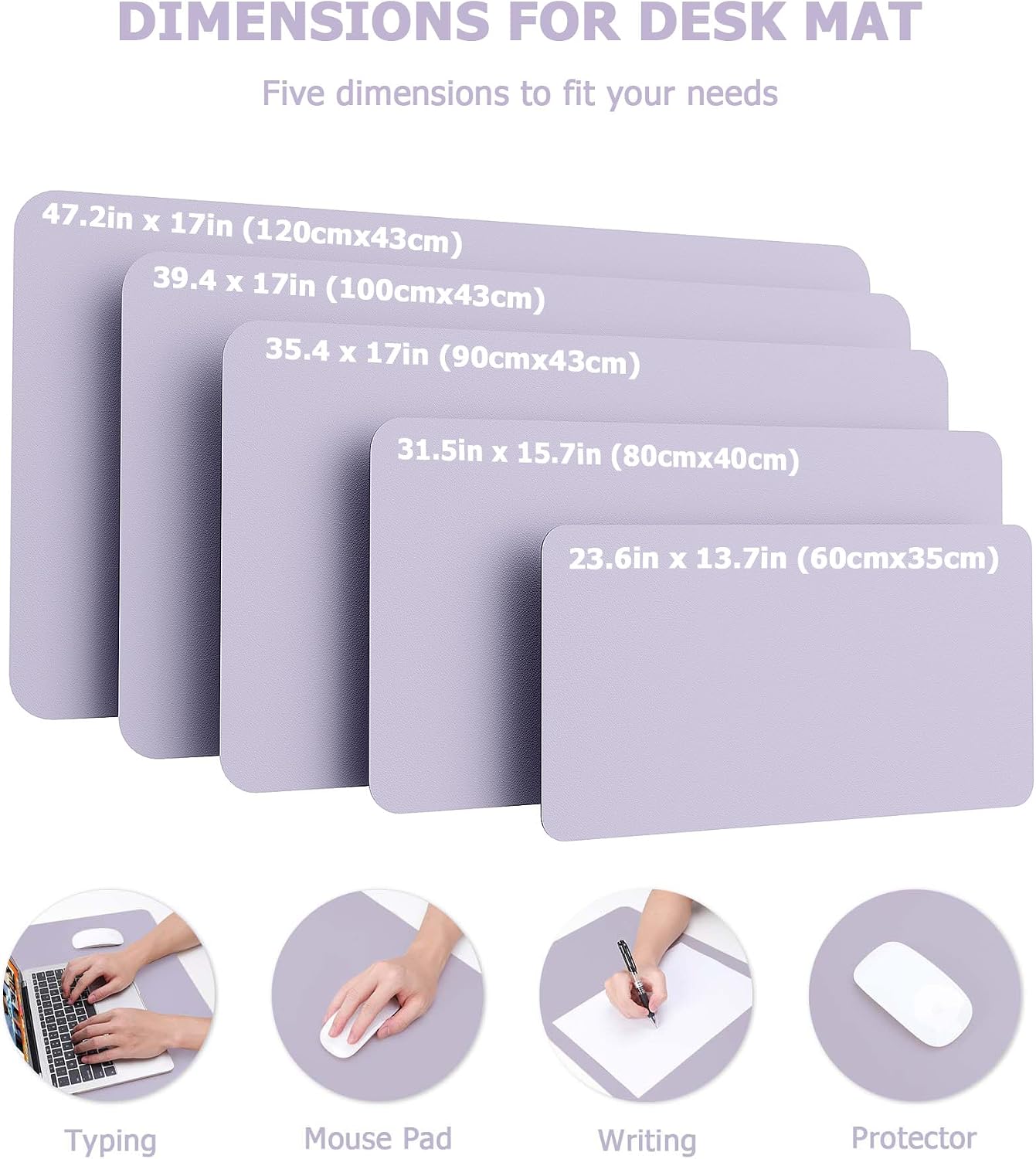 Detalle de MOLMO Non-Slip Desk Mat (80 x 40 cm) – Waterproof Leather Desk Pad in Pale Purple