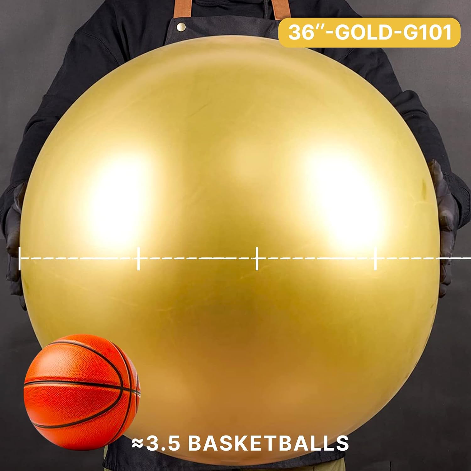 Detalle 2 de PartyWoo Metallic Gold Balloons 36 Inch