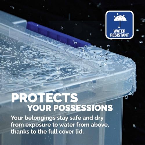 Detalle 2 de Bankers Box ProStore 4x 10L Plastic Storage Boxes with Lids (14 x 34 x 21.5cm) – UK Made