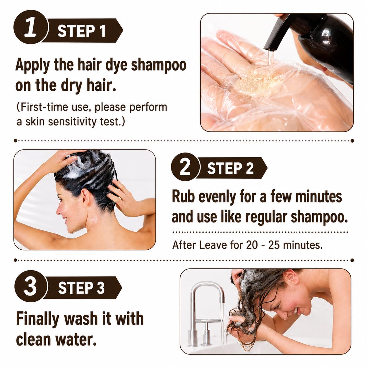 Detalle 1 de Haarfärbeshampoo Braun 3-in-1 Shine Braun 500 ml