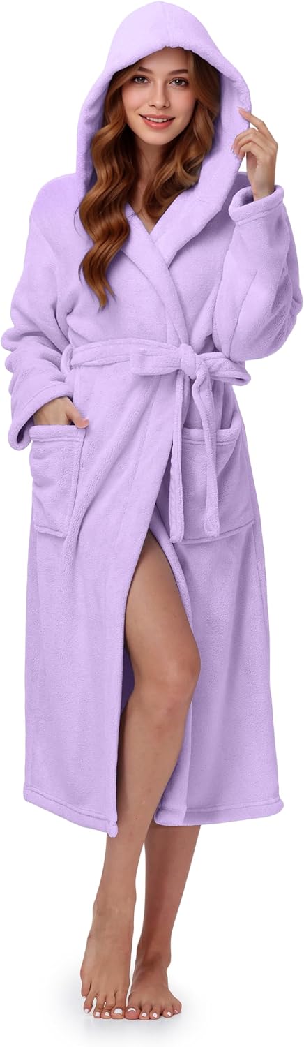 Detalle de Eonkasp Hooded Fleece Bathrobe