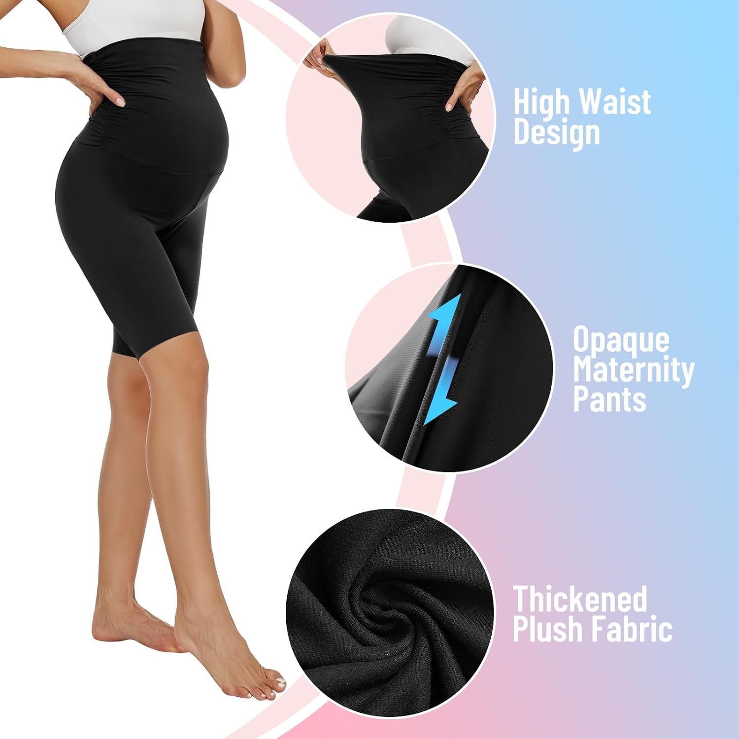 Detalle 2 de AMIYOYO Maternity Shorts Over Bump High Waisted Stretchy Pregnancy Yoga Shorts