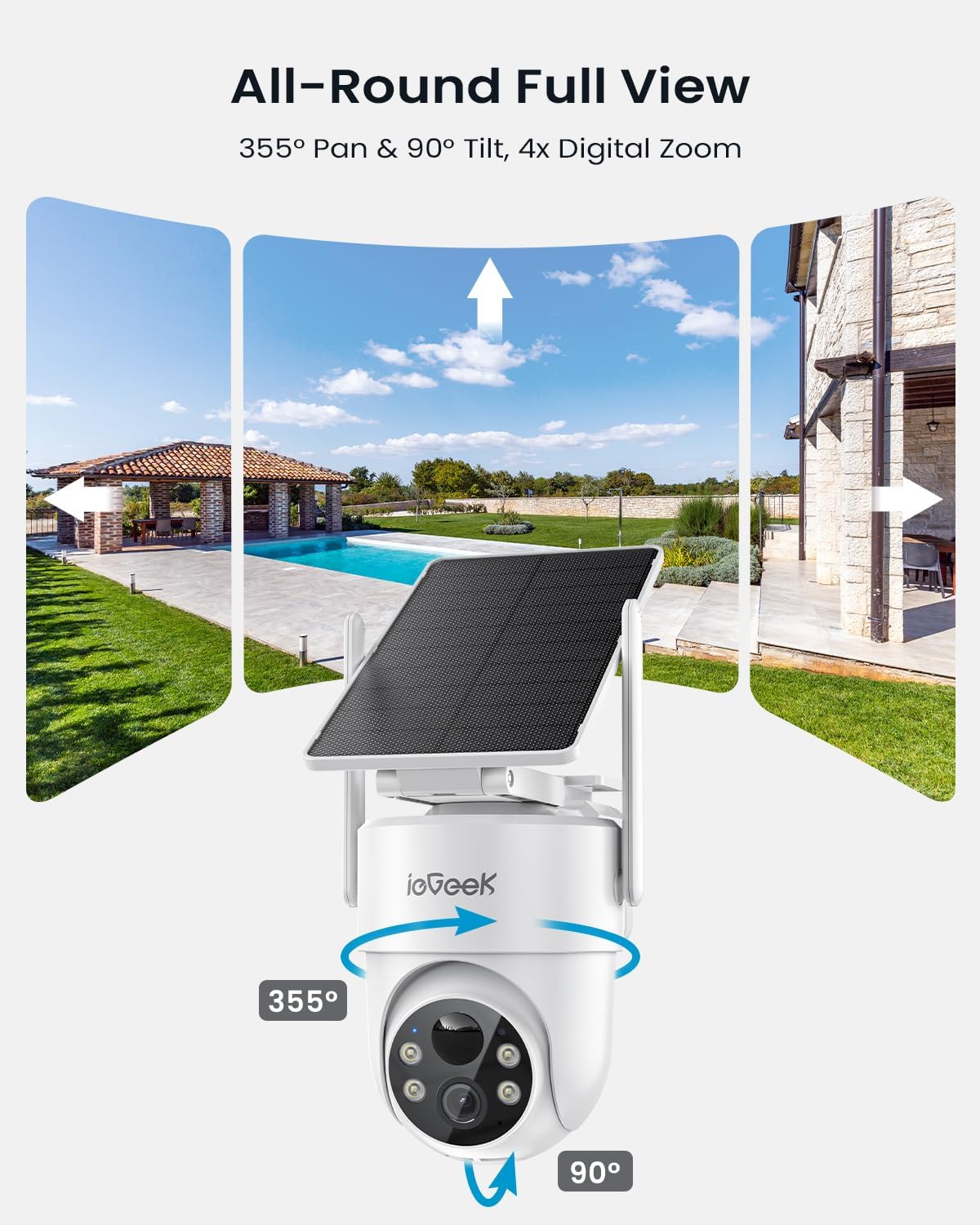 Thumbnail 4 de ieGeek 3MP 360° PTZ Security Camera with Solar Panel
