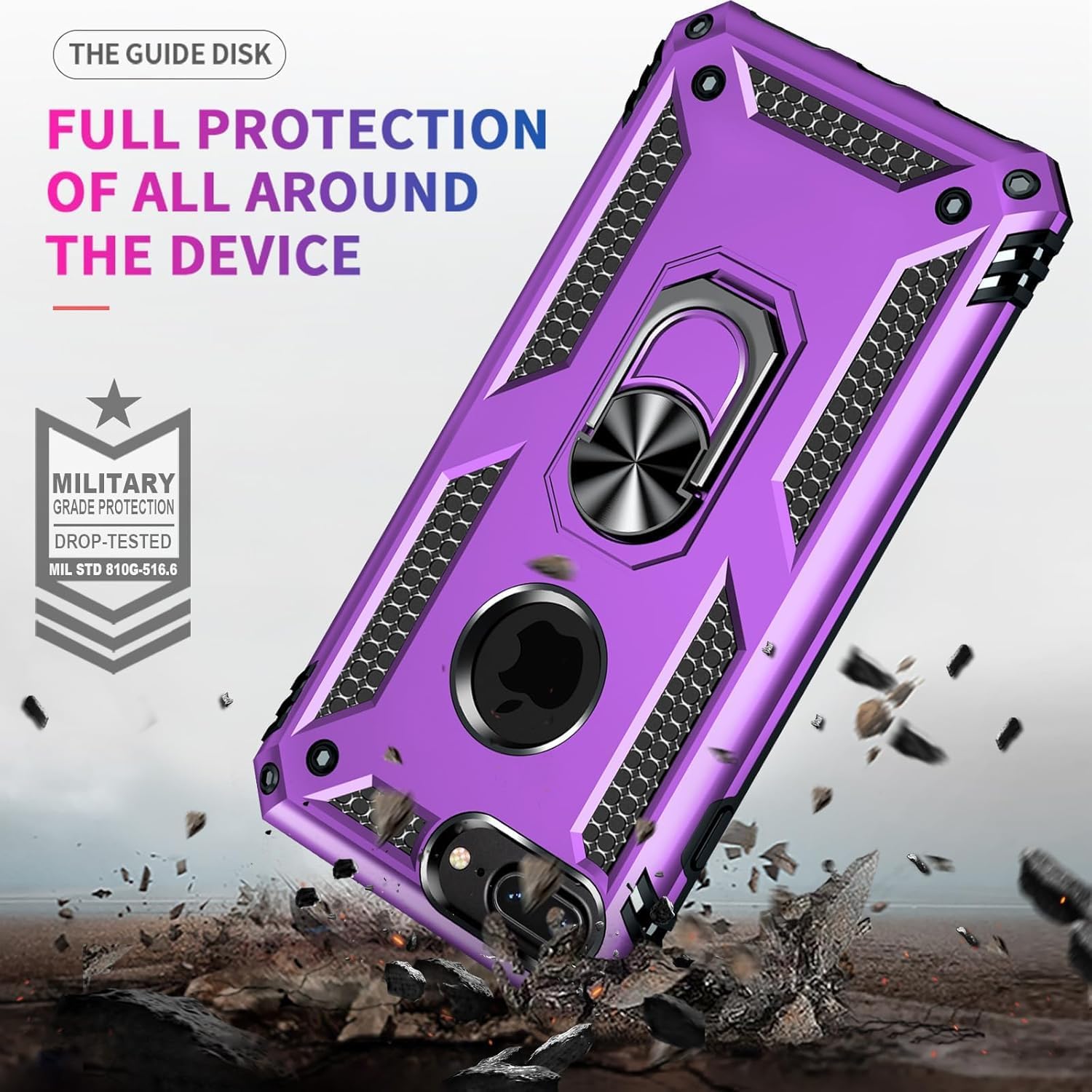 Detalle de Yiakeng iPhone 8 Plus/7 Plus Case with Screen Protector Purple