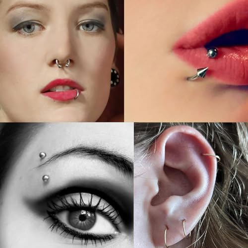Thumbnail 3 de WillTen 100PCS Piercing Kits for All Piercings (12G, 14G, 16G) with Jewelleries – 316L Stainless Steel