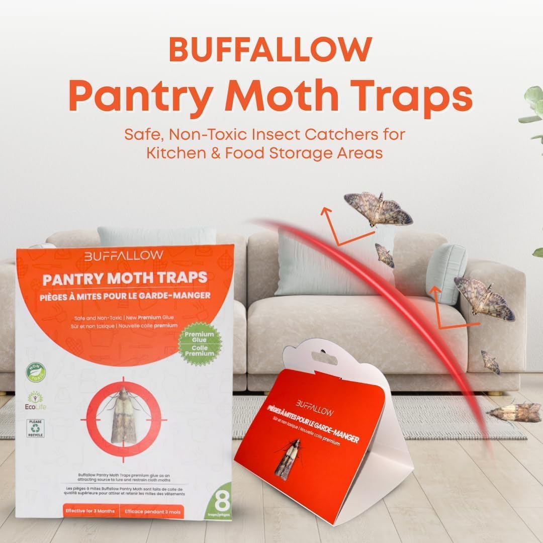 Detalle de BUFFALLOW P8_Pantry_Moth_Traps Pantry Moth Glue Traps, Pack of 8
