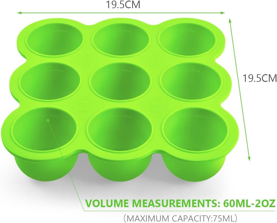 Thumbnail 1 de Aolso 9-Grid Silicone Freezer Storage Tray with Clip-On Lid (Green)