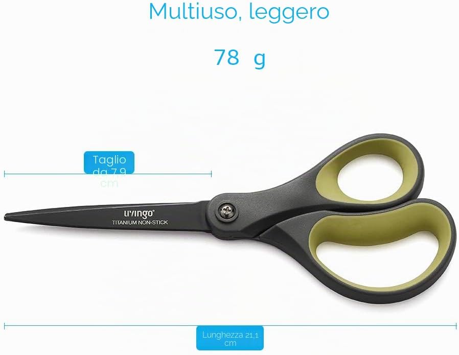 Detalle de LIVINGO Confezione da 2 forbici in titanio antiaderenti: multiuso, manico ergonomico