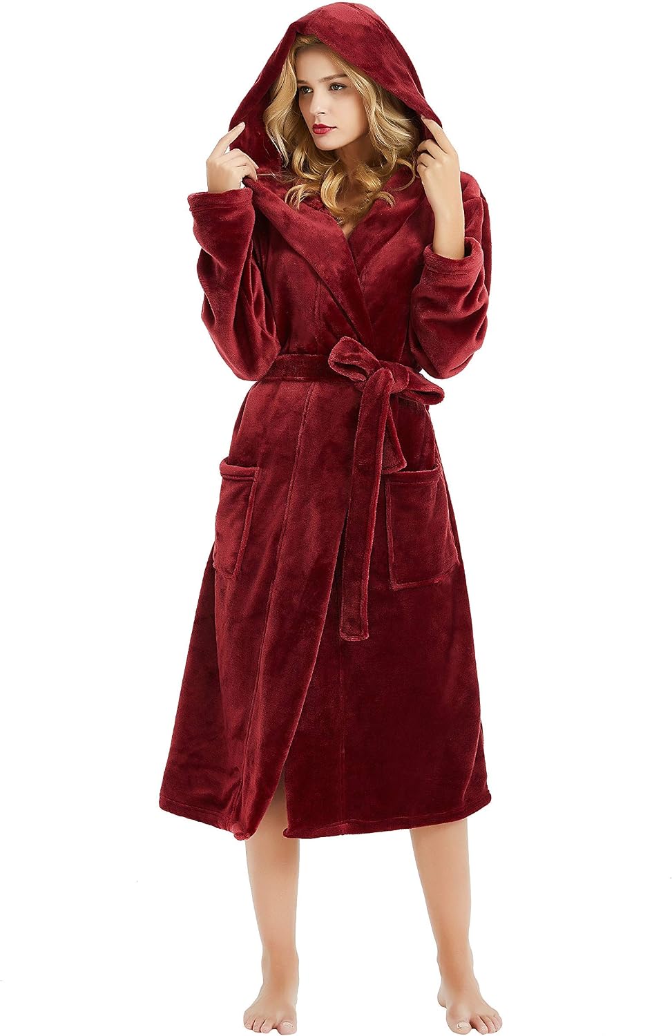 Detalle de HEARTNICE Damen Fleece Bademantel Kapuze