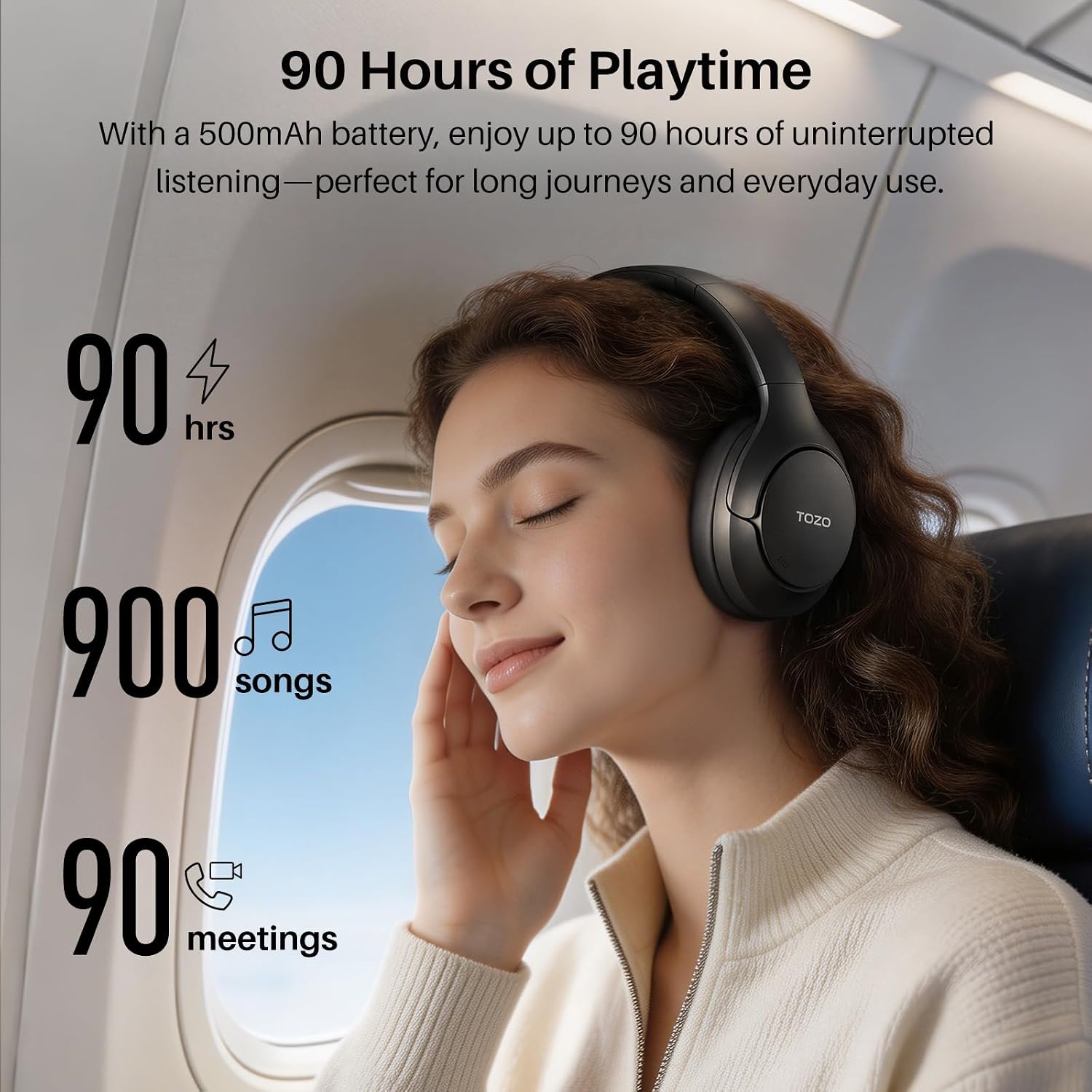 Detalle 1 de TOZO Wireless Headphones, 90-Hour Battery