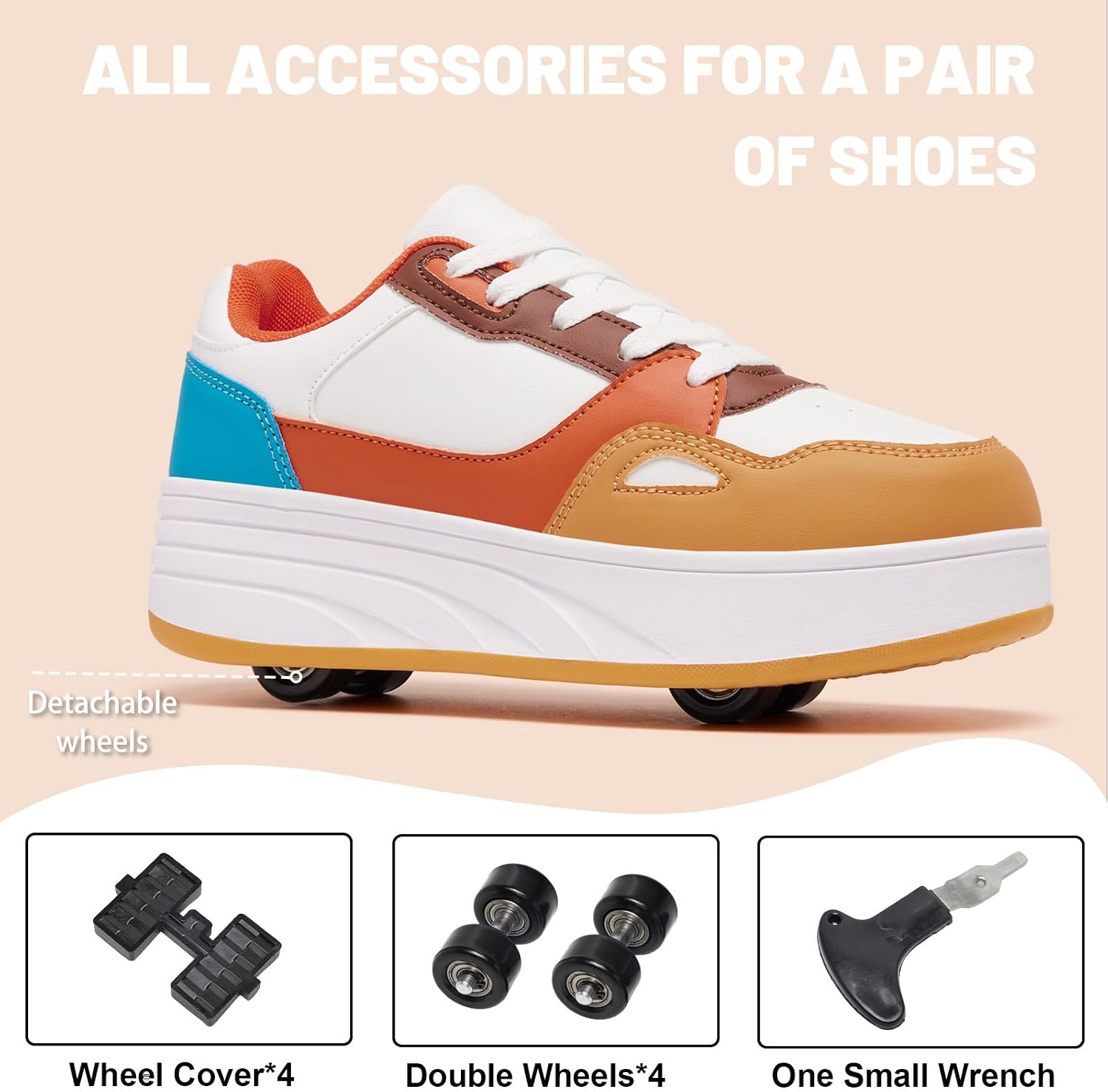 Thumbnail 1 de HSQ Fashion Sneaker Roller Skate Shoes for Kids with Detachable Wheels