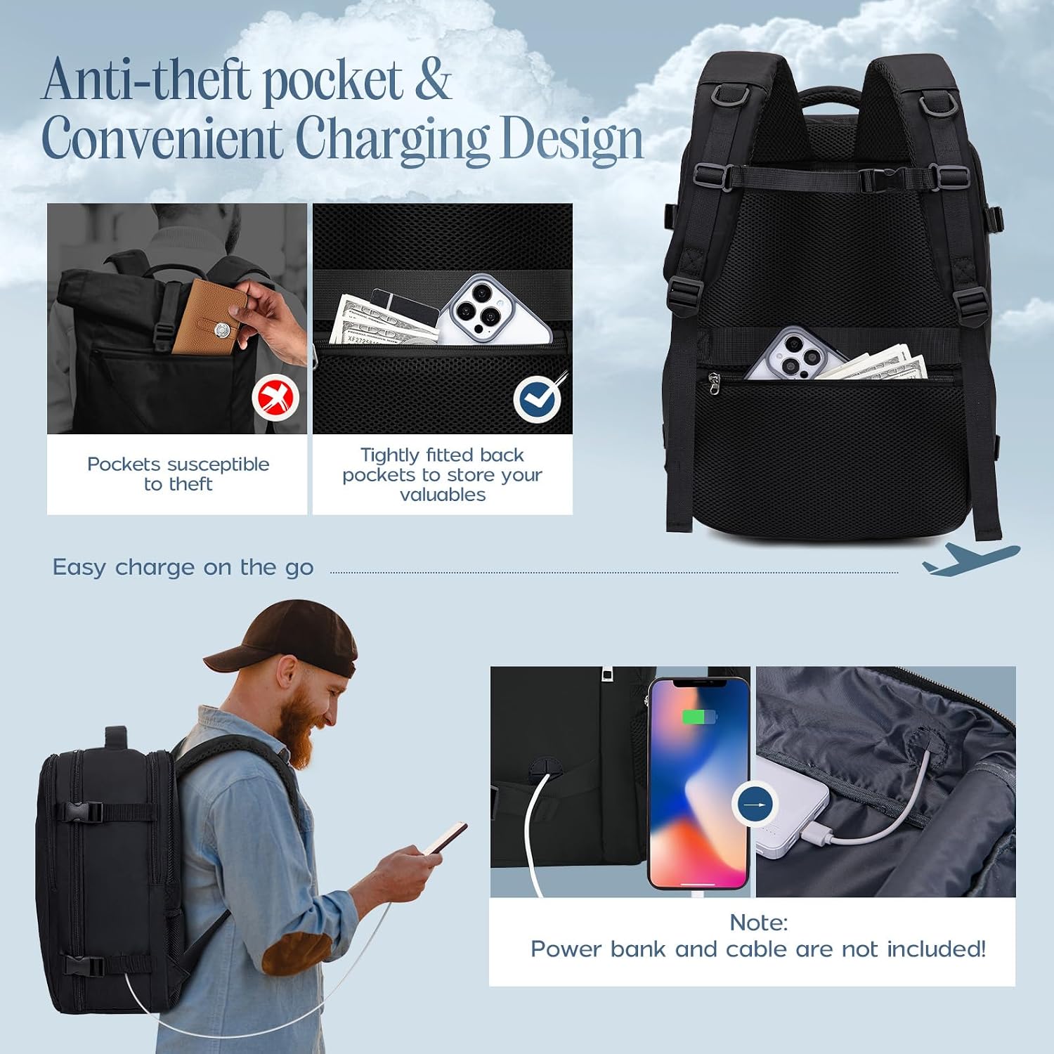 Detalle 2 de Xkdoai for Easyjet Cabin Bag 45x36x20 travel backpack