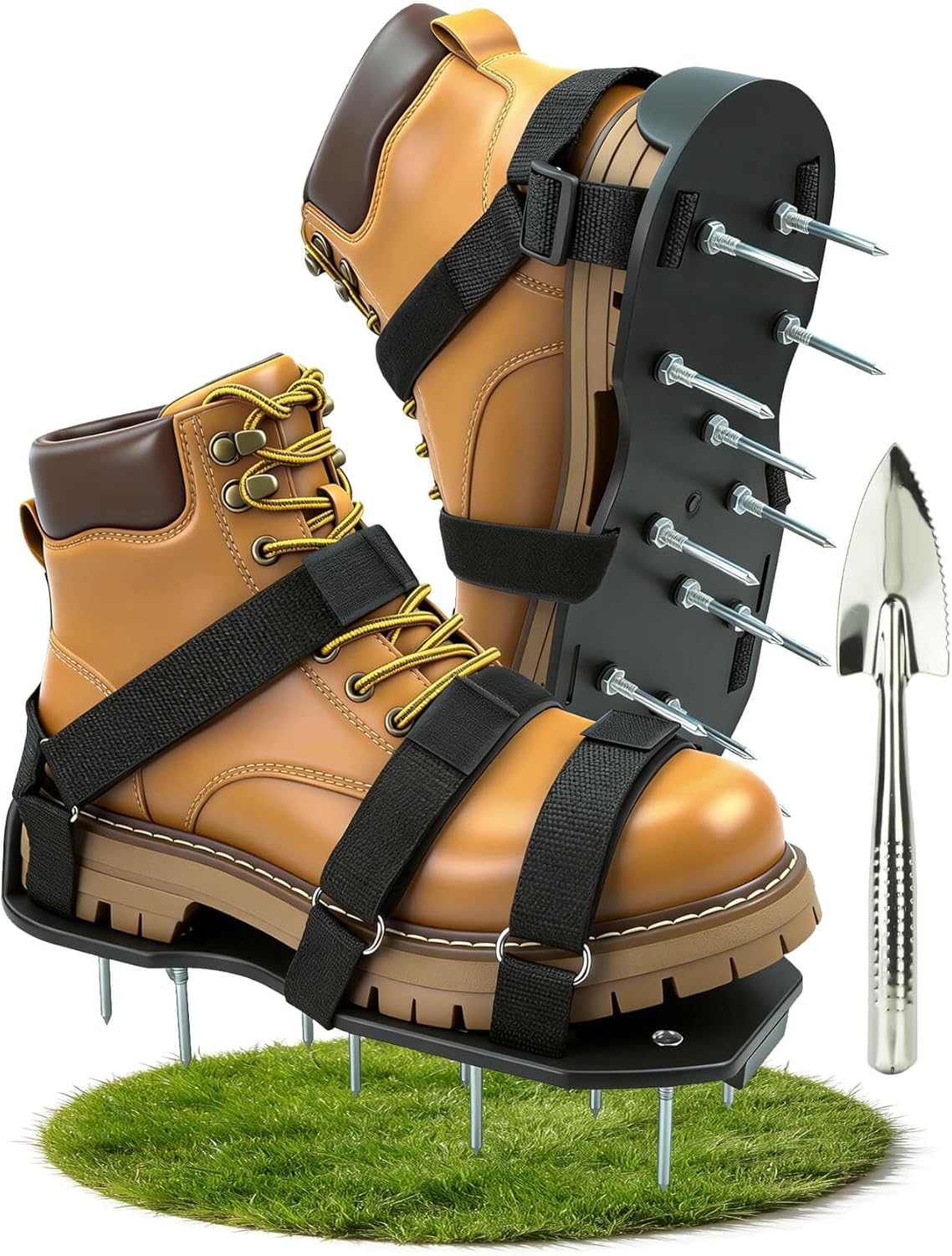 Detalle de Lawn Aerator Shoes for Grass — Pre-Assembled, Heavy-Duty Spiked Sandals with Dual-Strap Fit