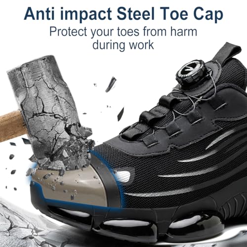 Detalle de GUDECIUS: Zapatillas de Seguridad para Hombre y Mujer con Cordones de Botón, Punta de Acero y Suela Antideslizante