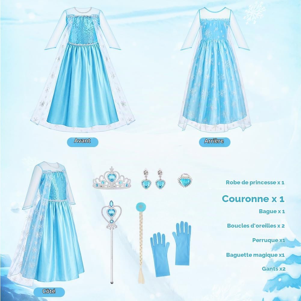 Detalle 1 de Alaoo 2844318 prinsessenkostuum voor meisjes, 9-delige set met tule