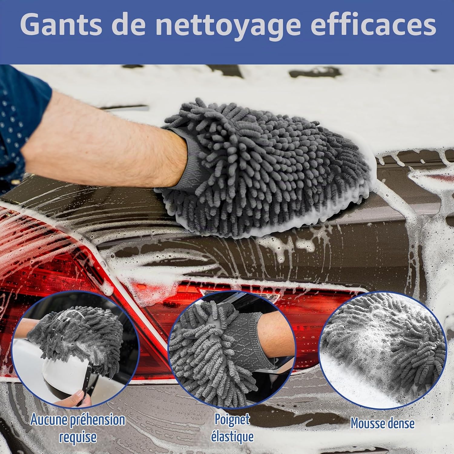 Detalle de KALBIGRO 5-delige autoverzorgingsset met 3 microvezeldoeken en 2 washandschoenen