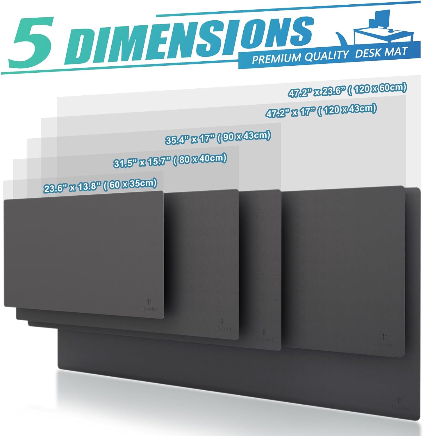 Thumbnail 3 de K KNODEL Small Office Leather Desk Mat (60x35cm) – Dark Gray