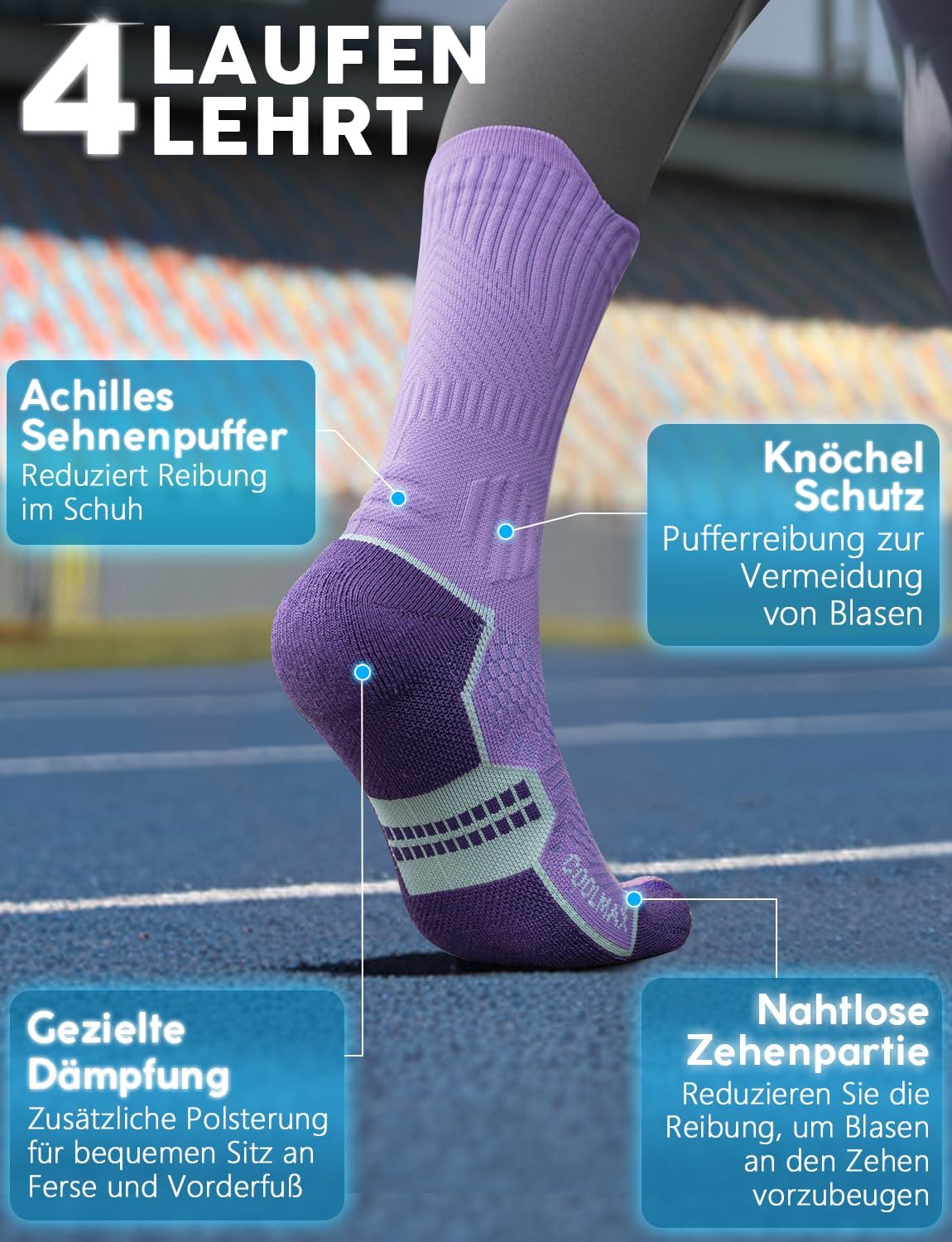Thumbnail 3 de Juclise Bambus Kompressions Laufsocken – 15–20 mmHg, Coolmax & Bambus, 3er-Pack