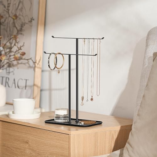 Detalle 2 de pickpiff espositore per gioielli a T a 2 livelli con vassoio nero