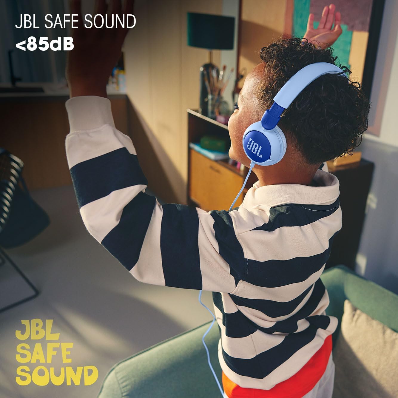 Detalle de JBL Junior 320: Wired On-Ear Headphones for Kids with Built-In Mic and Safe Sound