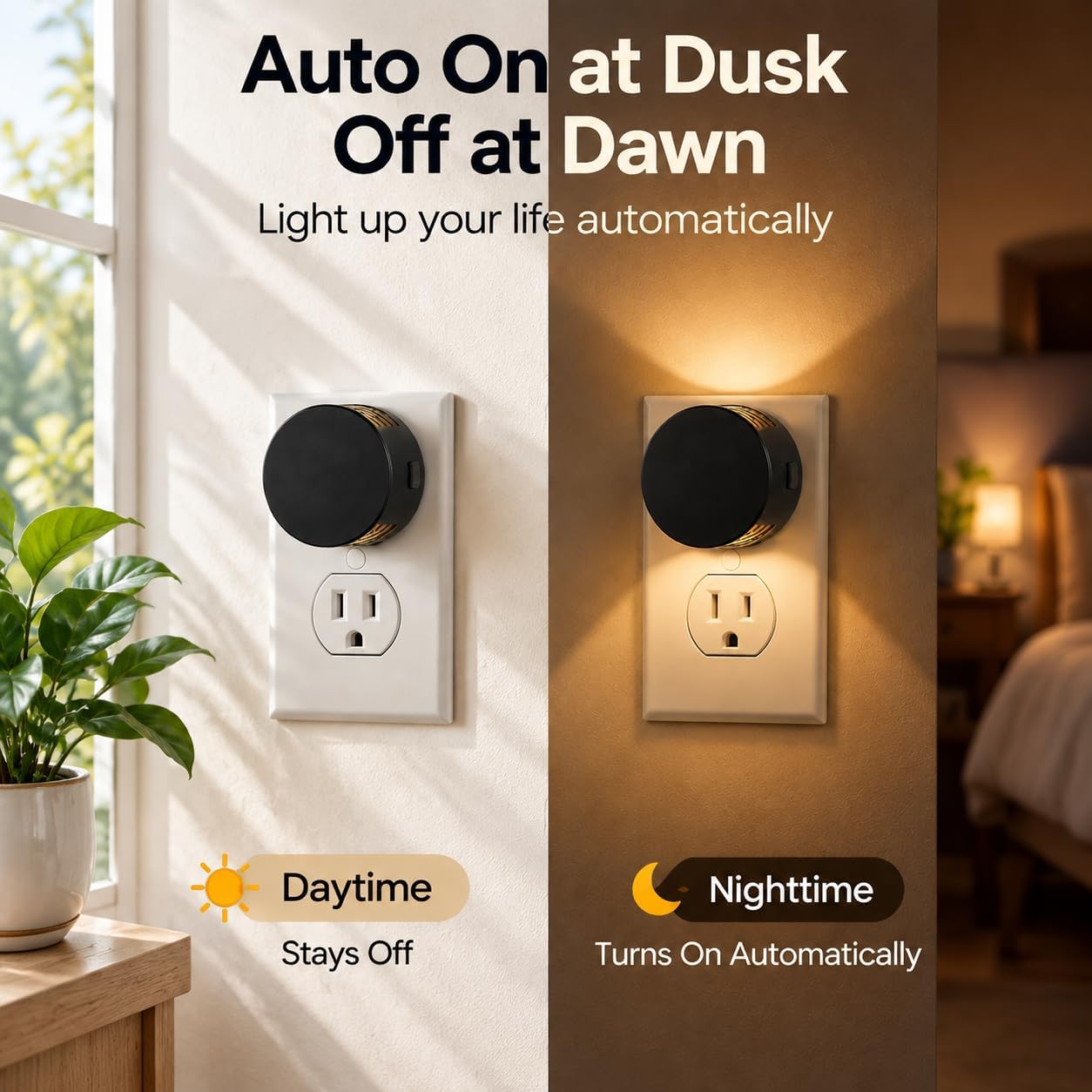 Detalle de L LOHAS LED GY11202-3000K-2 Plug-In Night Lights, 2-Pack, 3000K Warm White