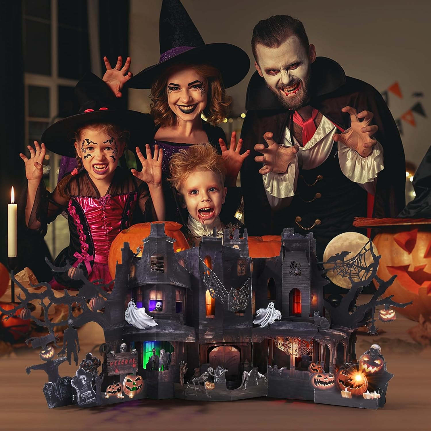 Detalle de Pop-Up Halloween Card, 20.8 x 9.4 Inches