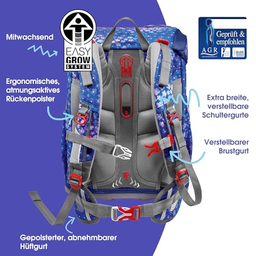 Detalle de Step by Step Cloud Schulranzen-Set Butterfly Maja – 19 L, 5-teilig, ergonomischer Tornister, höhenverstellbar mit Hüftgurt