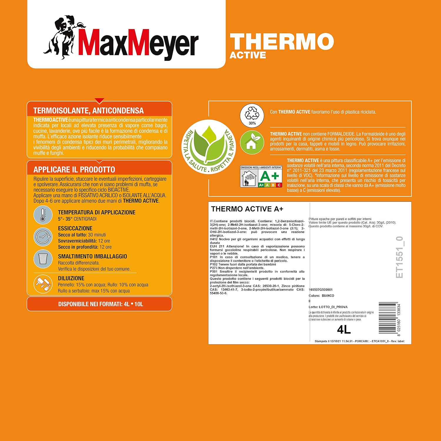 Detalle 2 de MaxMeyer Thermo A+ pittura termica 4 L 🖌