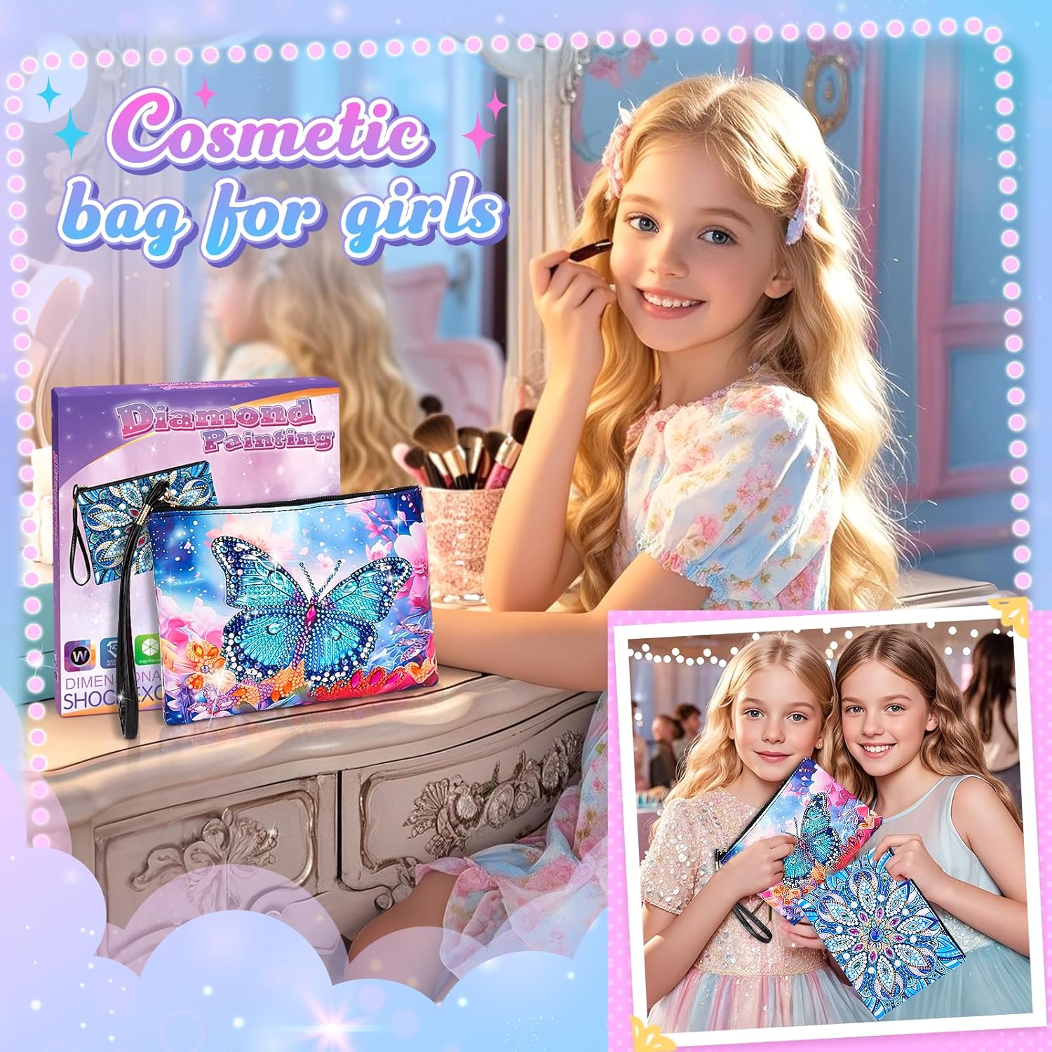 Detalle 2 de Flnlano Diamond Art Handbags Kit for Kids (Ages 6-15) – Creative Craft Gift for Girls 8-12