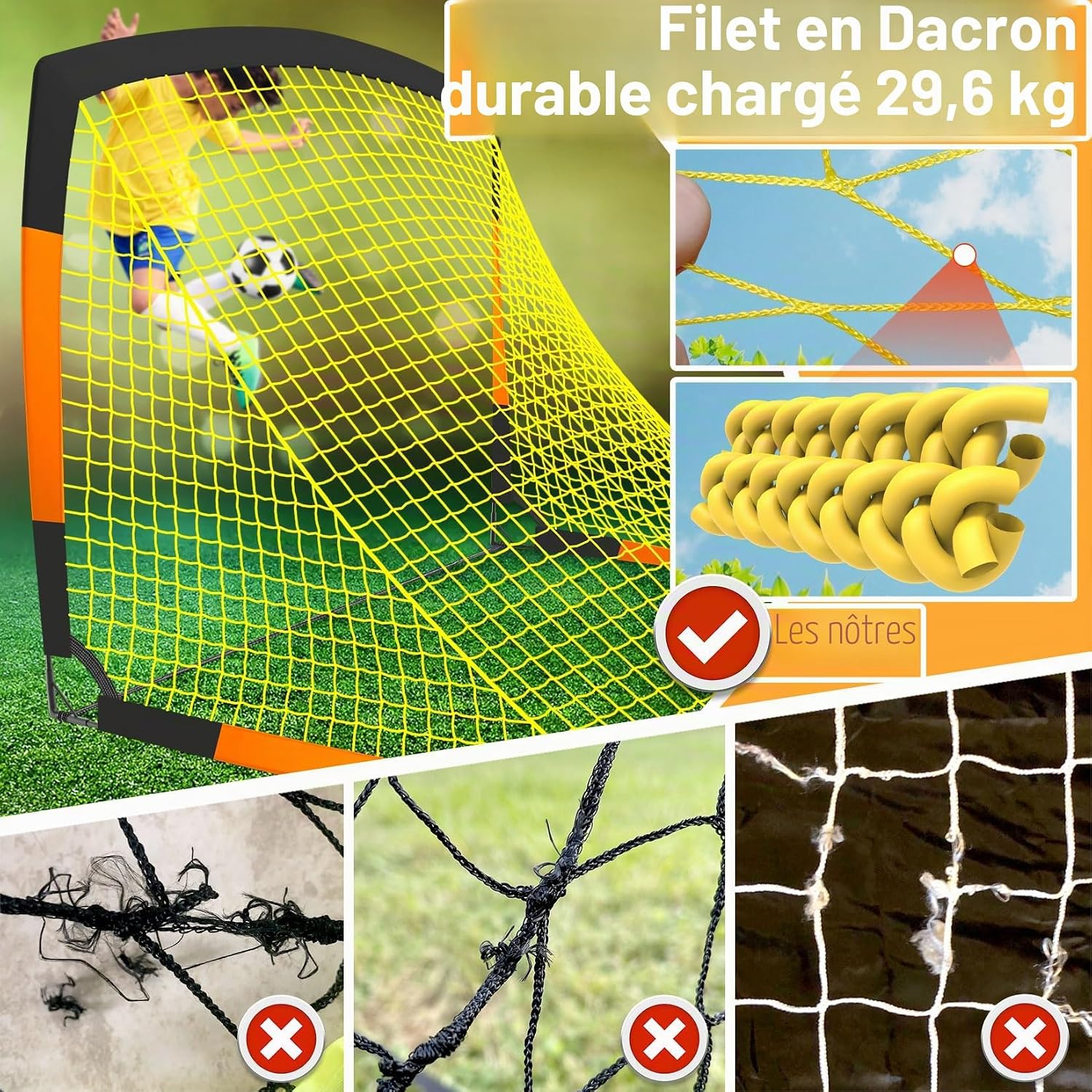 Detalle de Happy Jump But de Football Pop-Up Pliable – 1 ou 2 buts, 213 x 152 cm