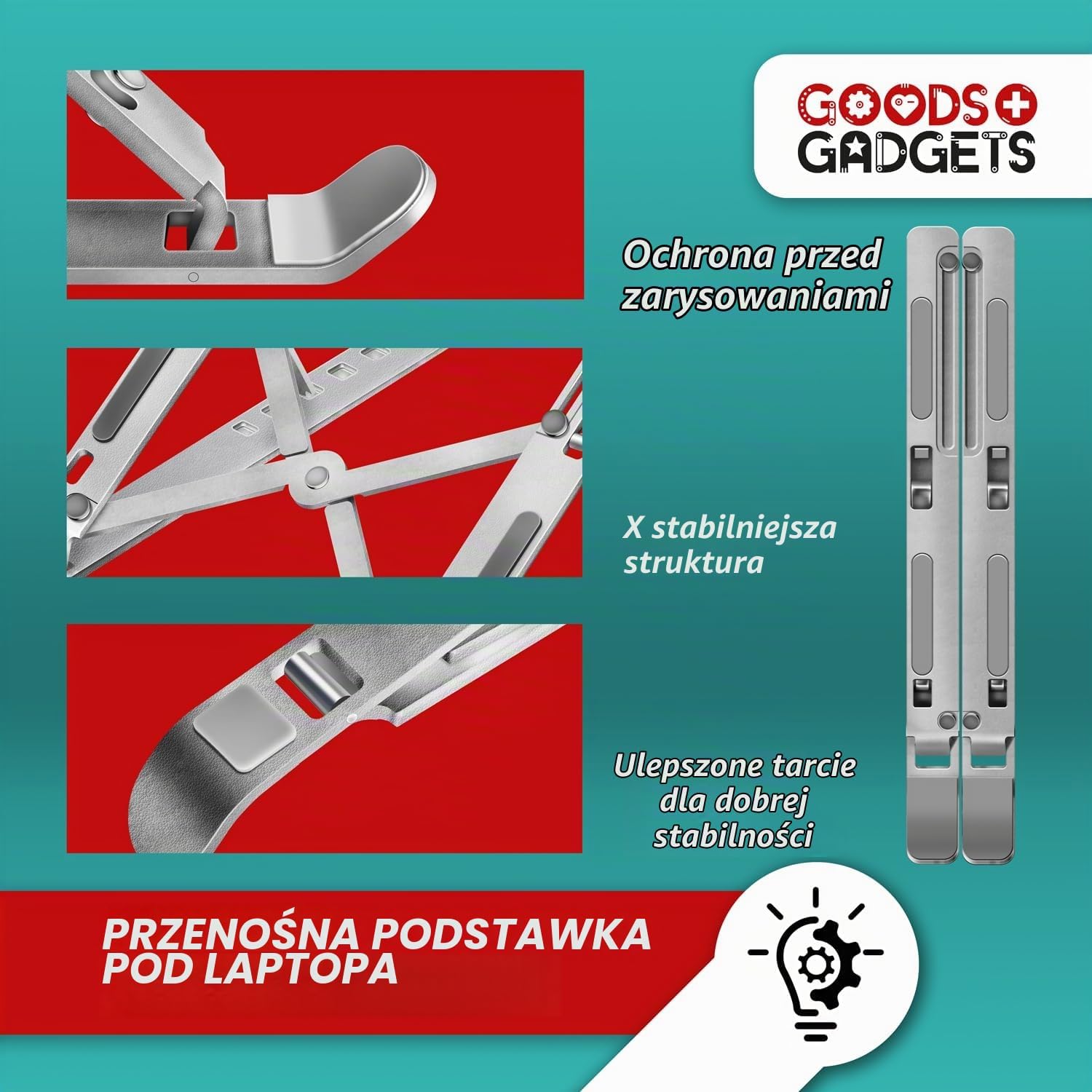 Thumbnail 4 de GOODS+GADGETS składana podstawka pod laptopa z aluminium, regulowana, 10–17″